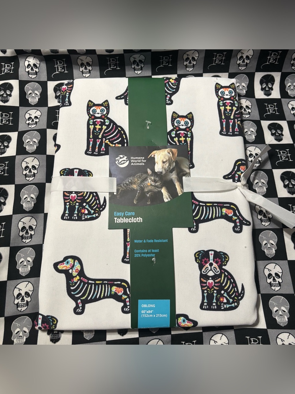 Humane World Day of the Dead Animals Halloween Easy Care Tablecloth